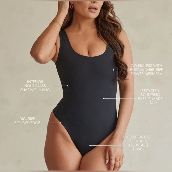 Pinsy Scoop Tank Hourglass Shapewear Thong Bodysuit Medium - Picture 3 of 10